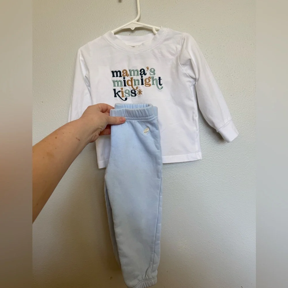TBBC PANTS with White Shirt and  'mama's midnight kiss' Embroidery